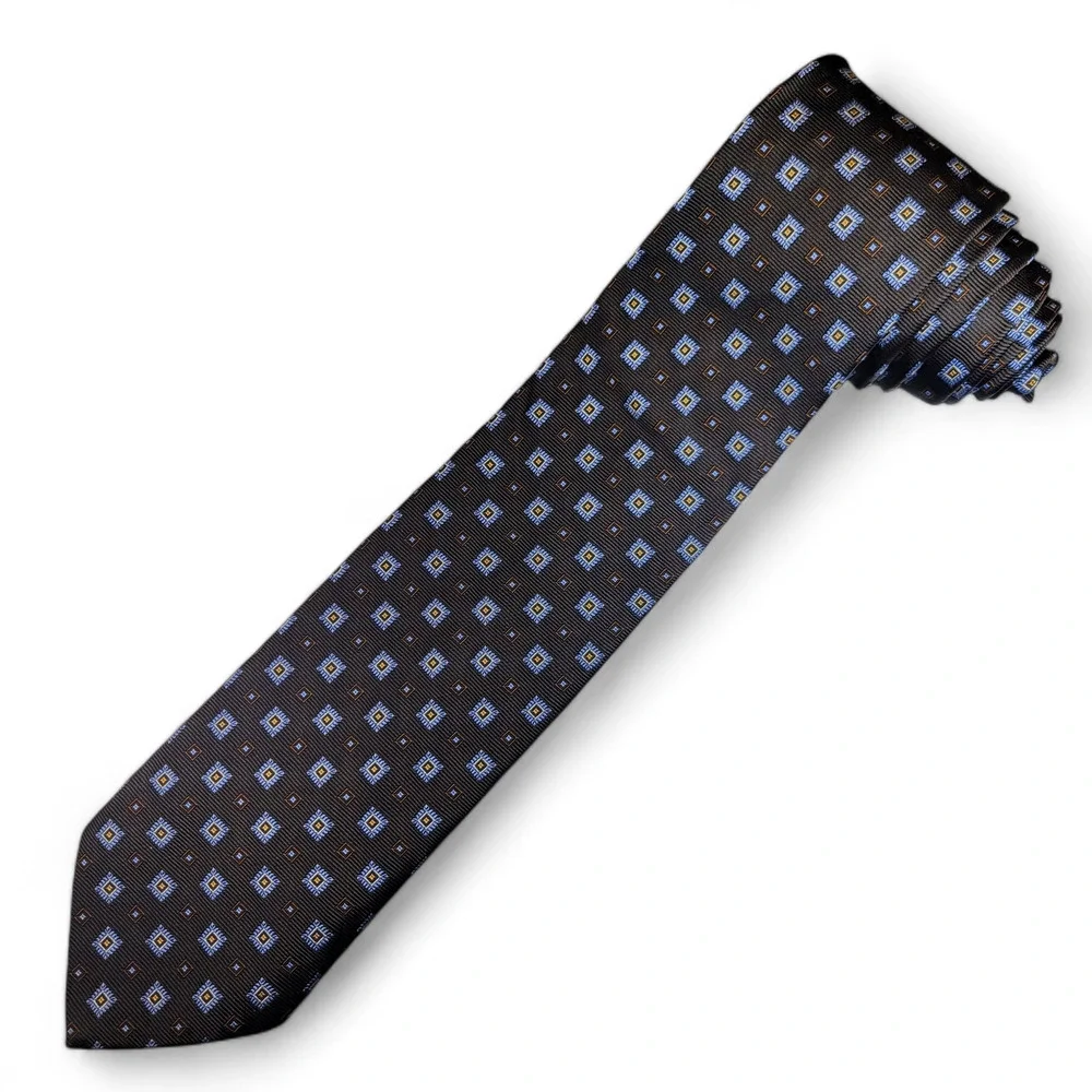 Brooks Brothers Makers Brown Geometric Silk Tie 60